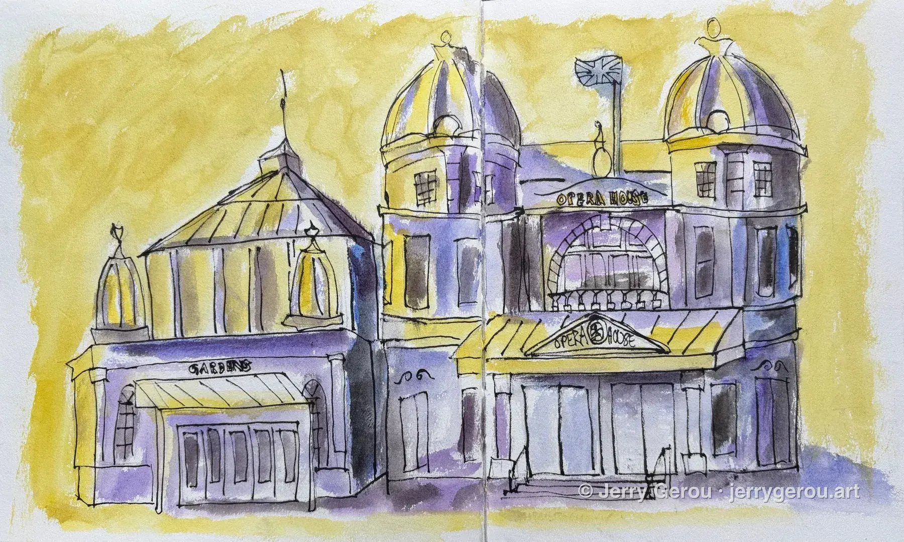 Buxton Opera House, Ink and watercolor