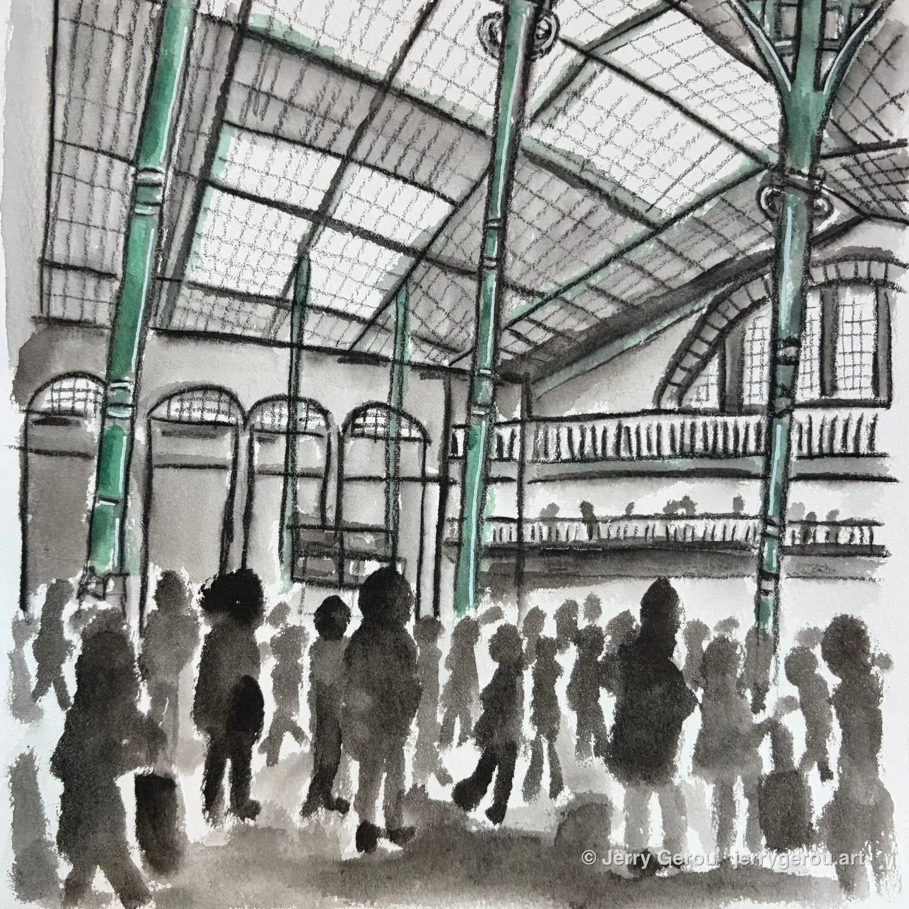 Gare du Nord, Watercolor