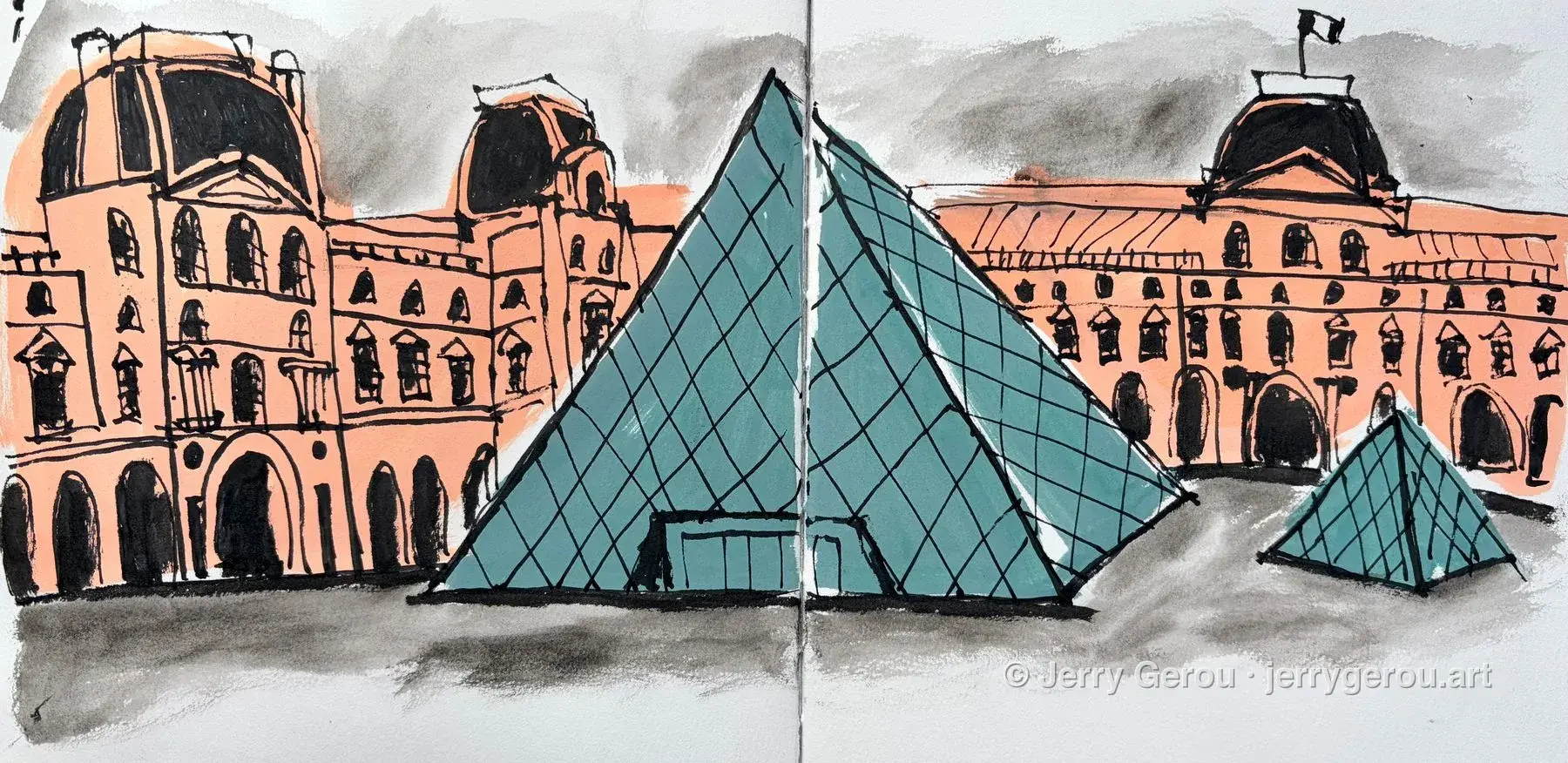 Louvre I, Ink and acrylic