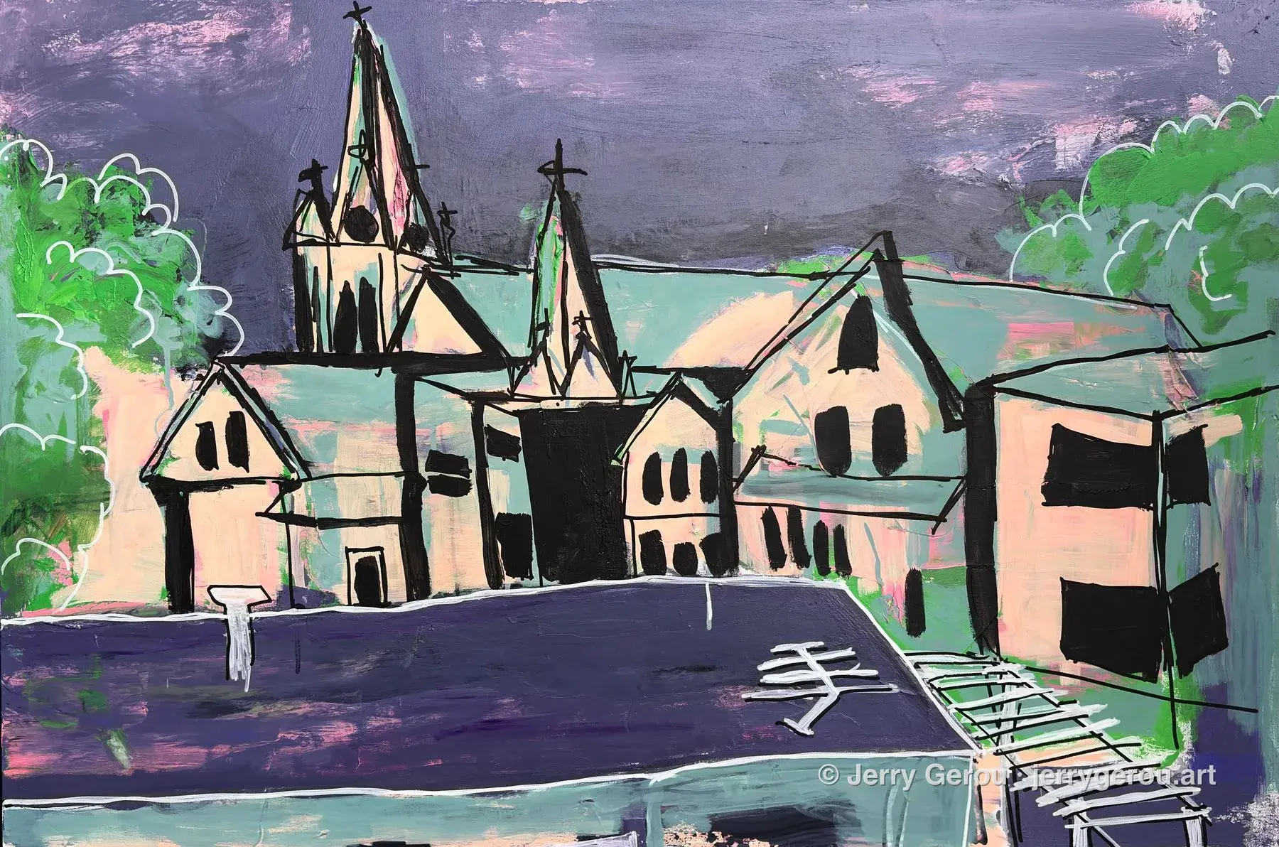 Balcony View, Chicago, Acrylic